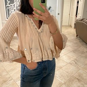 Pink Crop Top with Silver Details